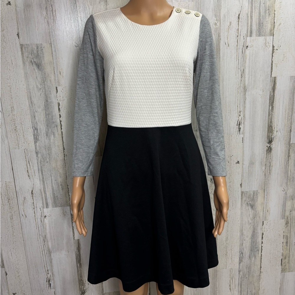 LOFT Outlet Colorblock Tri-Tone A-Line Dress